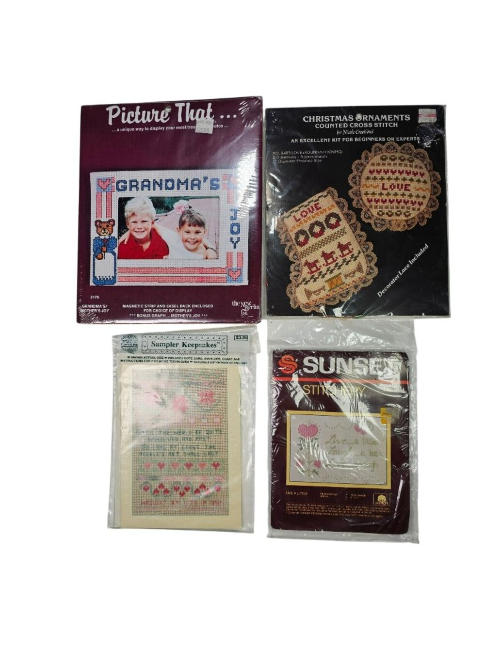 Cross Stitch Kit Bundle of 4 - Grandmas Joy Christmas Ornaments Keepsakes NEW